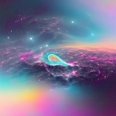 Glowing Pastel Neon Nebula in Space