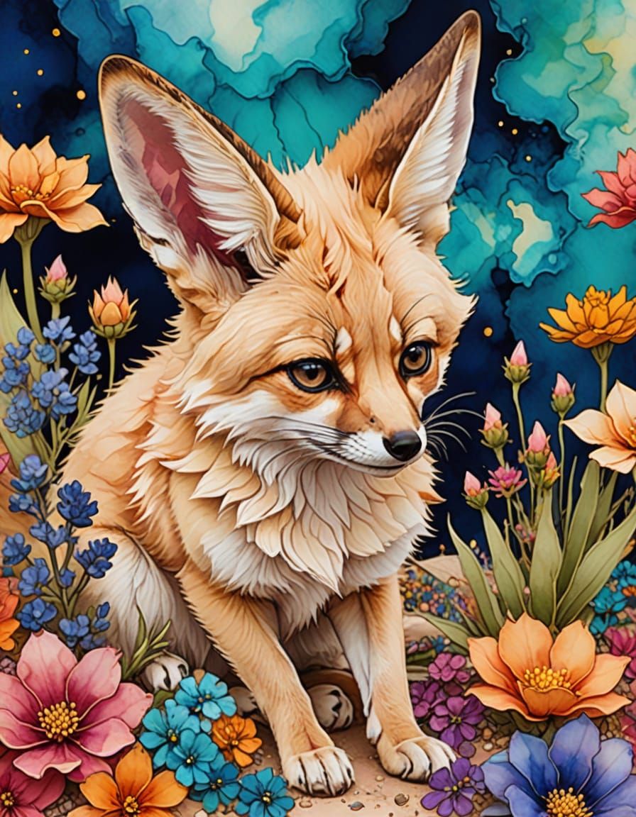 Fennec Fox after the desert rain