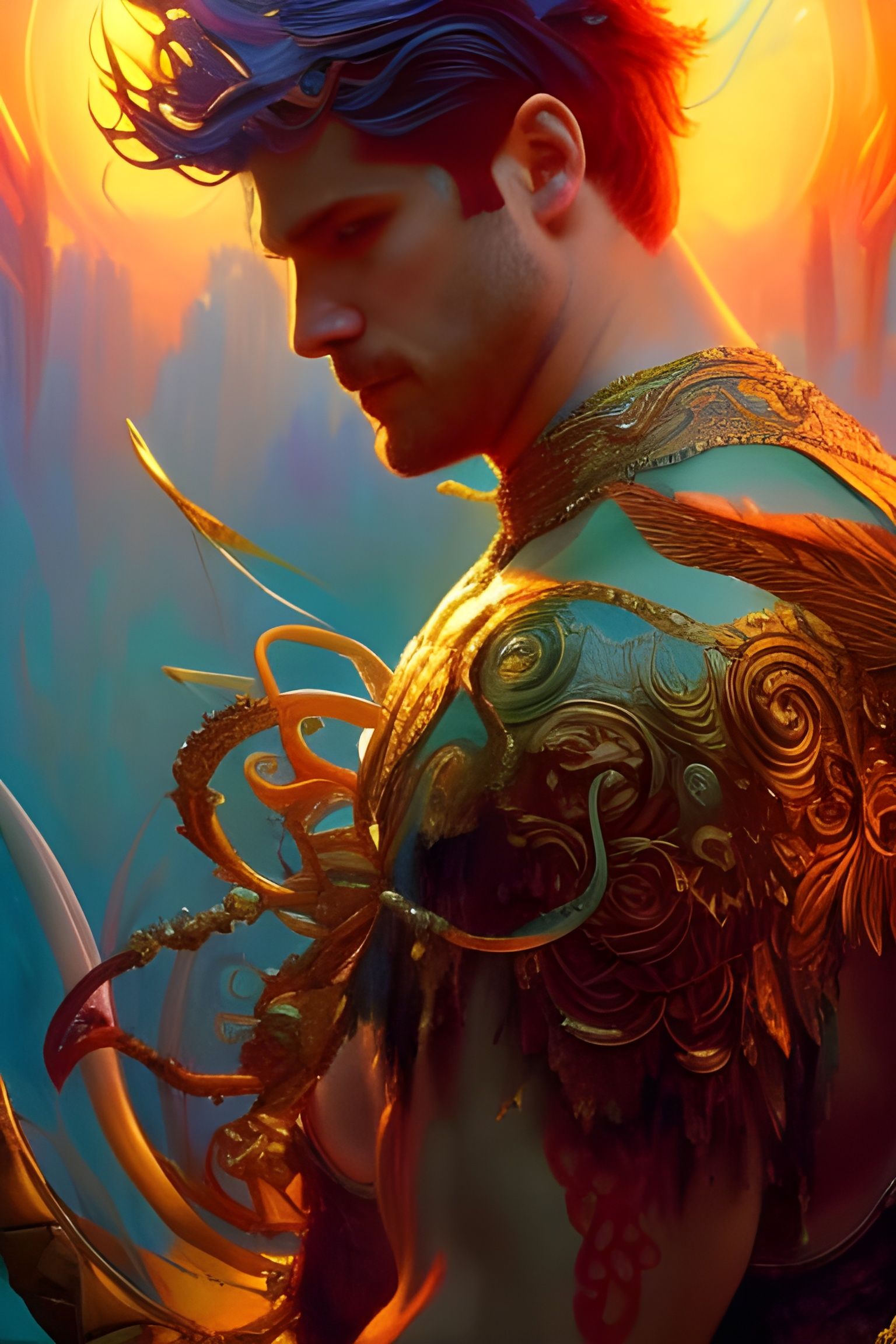 Fairy King Portrait in Floral Fantasycore Style