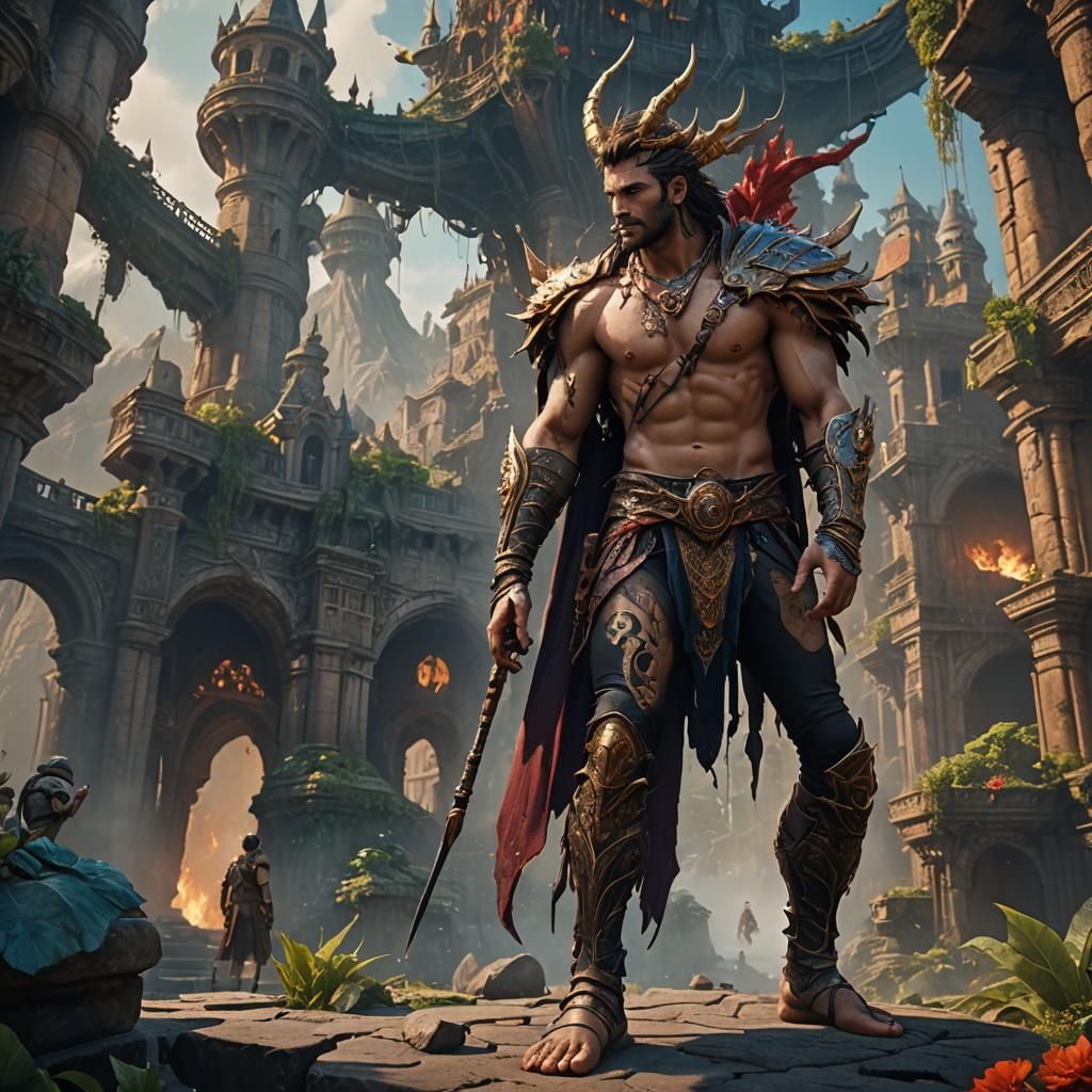 Fantasy Man in Thong: Detailed Matte Painting
