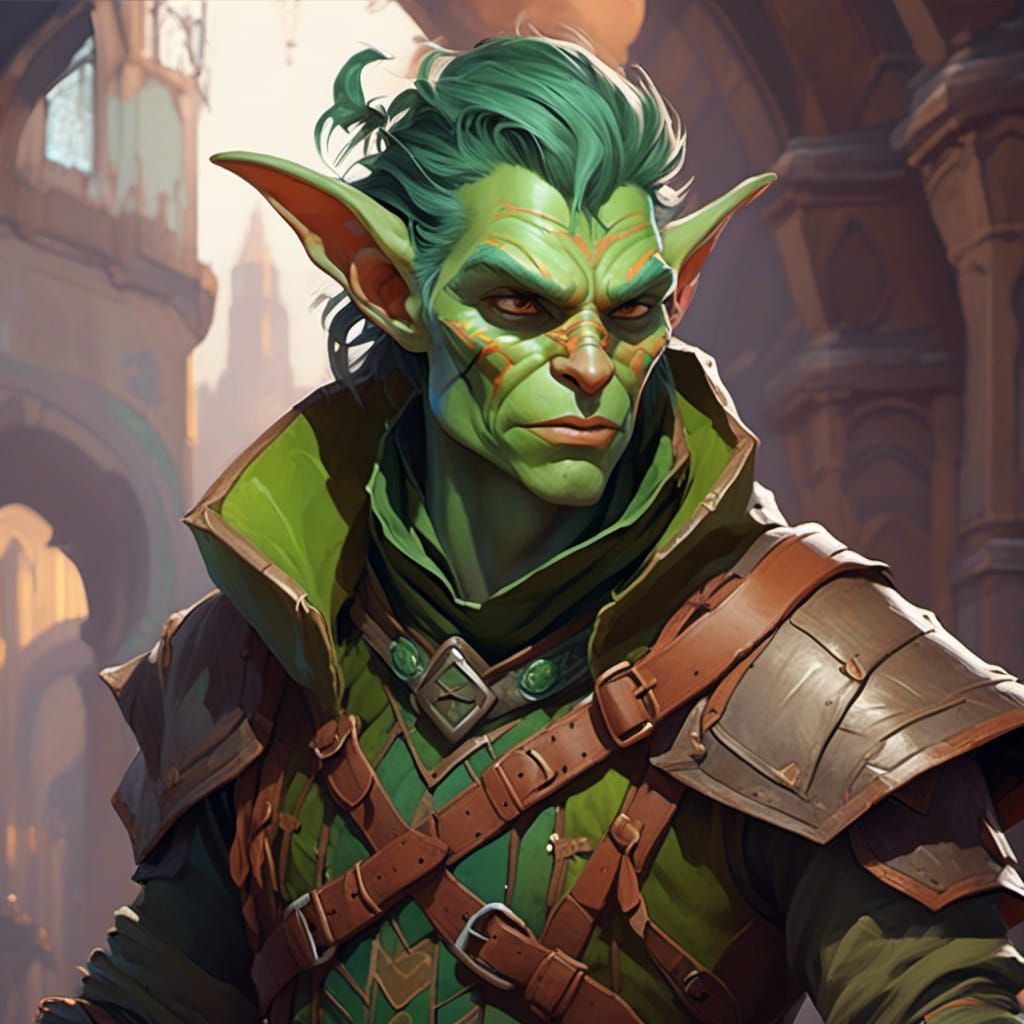 Goblin Ranger Portrait in Detailed Fantasy Art Style