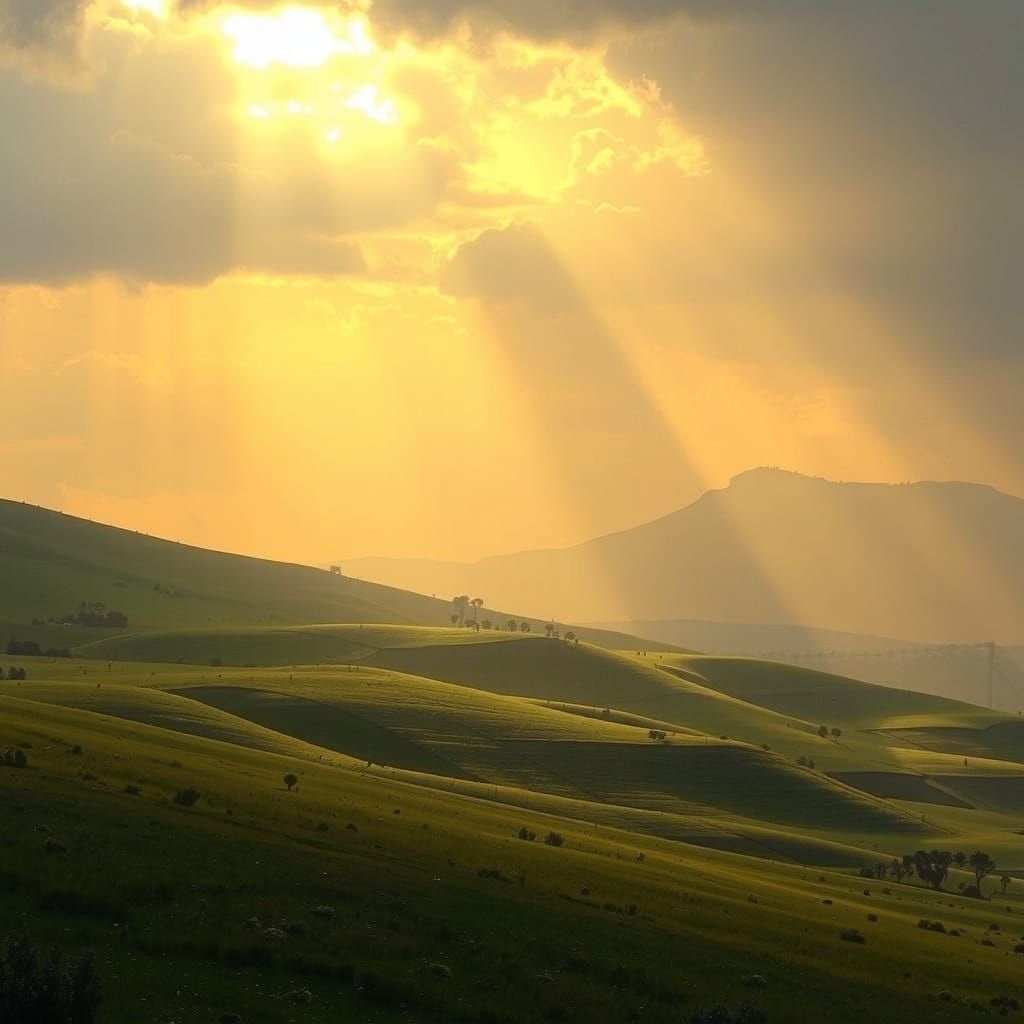 Tranquil Landscape Bathed in Warm Golden Light