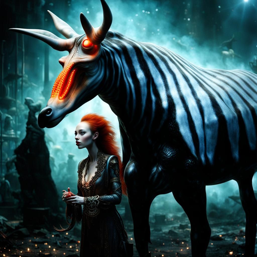 Surreal Restaurant Scene with Exotic Aliens