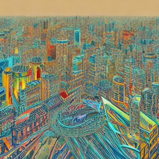 Seal, Dog, Human, Shark Hybrid in Abstract City