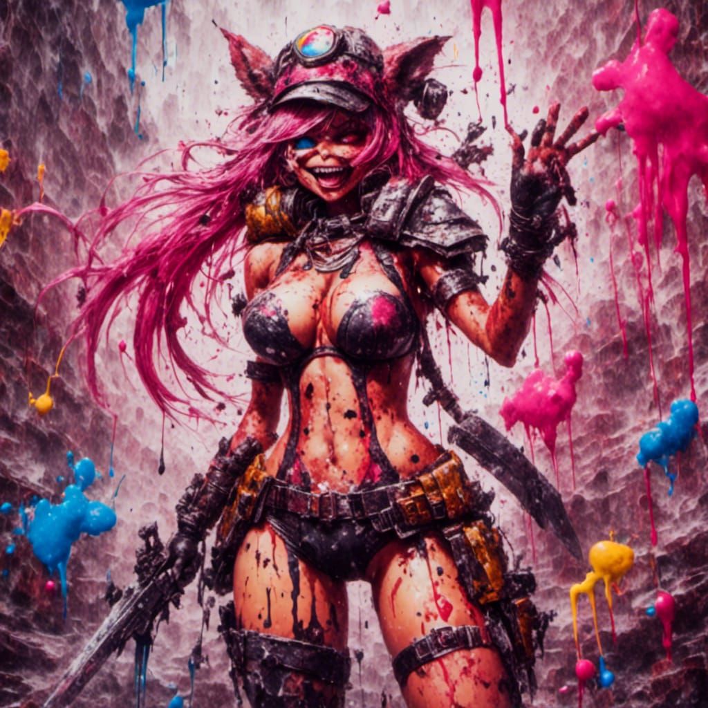 Wario in Bikini Armor Graffiti Art