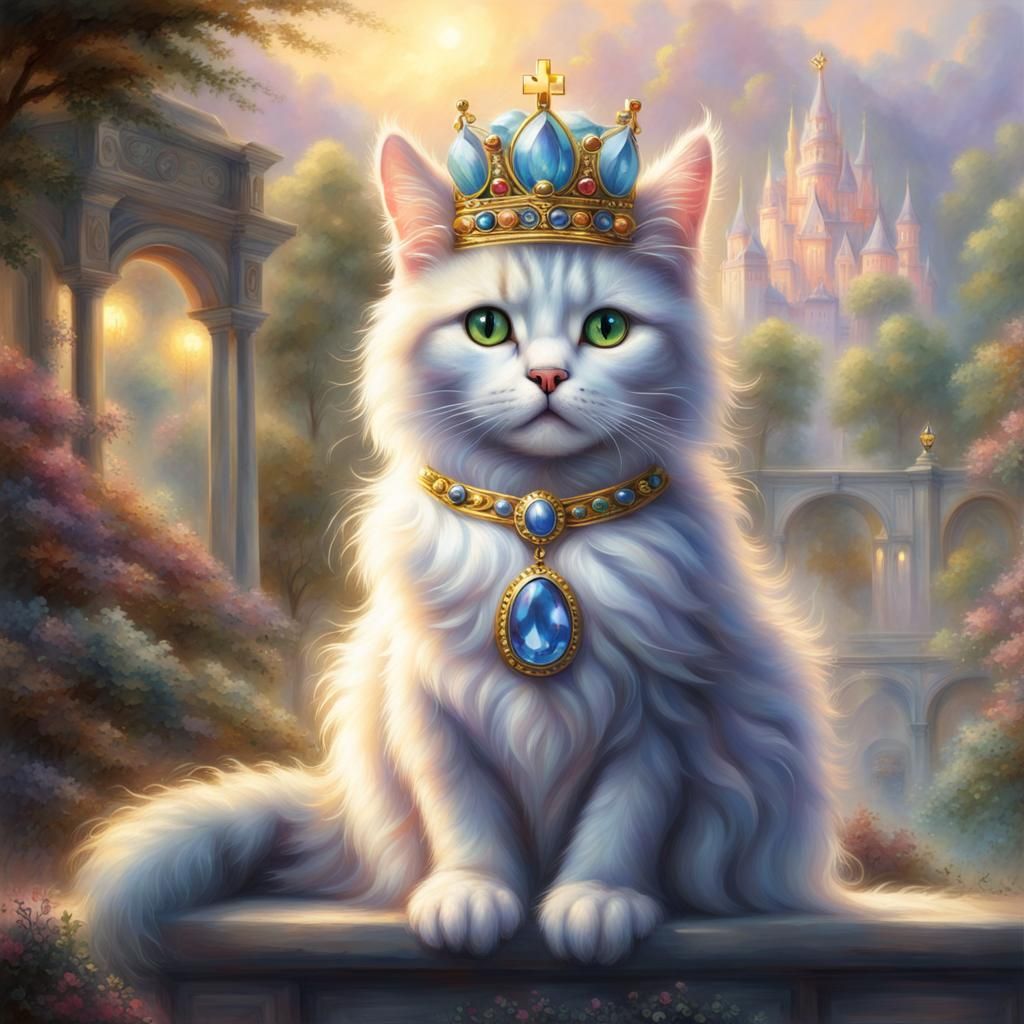 Crowned Cat in Ethereal Fantasy Style