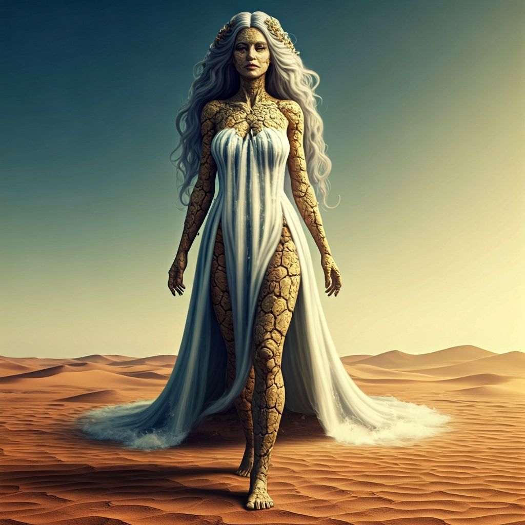 Stone Giantess Oasis in Hyperrealistic Style