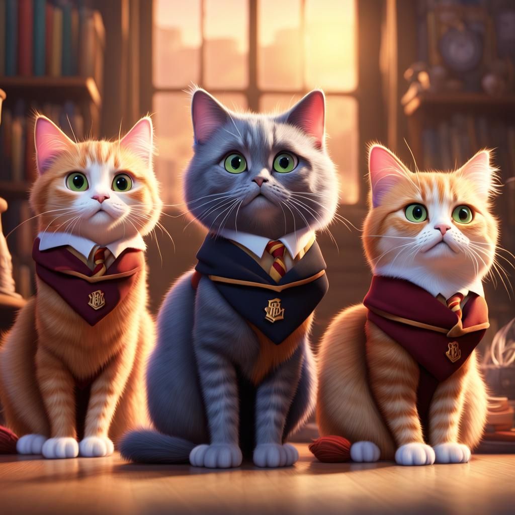 Harry Potter Characters as Cats in 3D