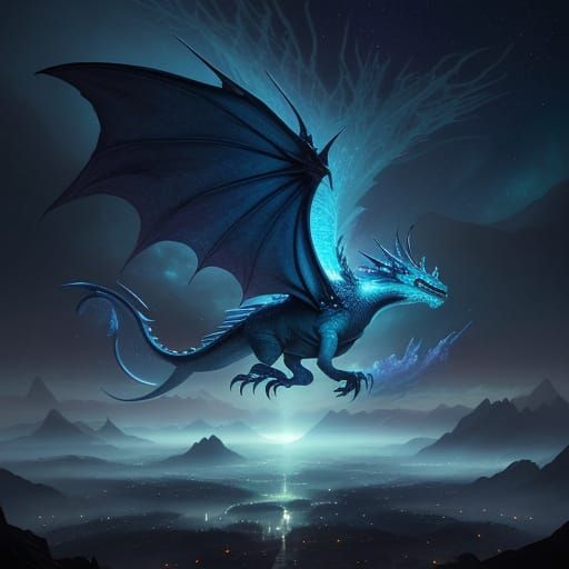 Moonlit Dragon Soars Through Celestial Skies