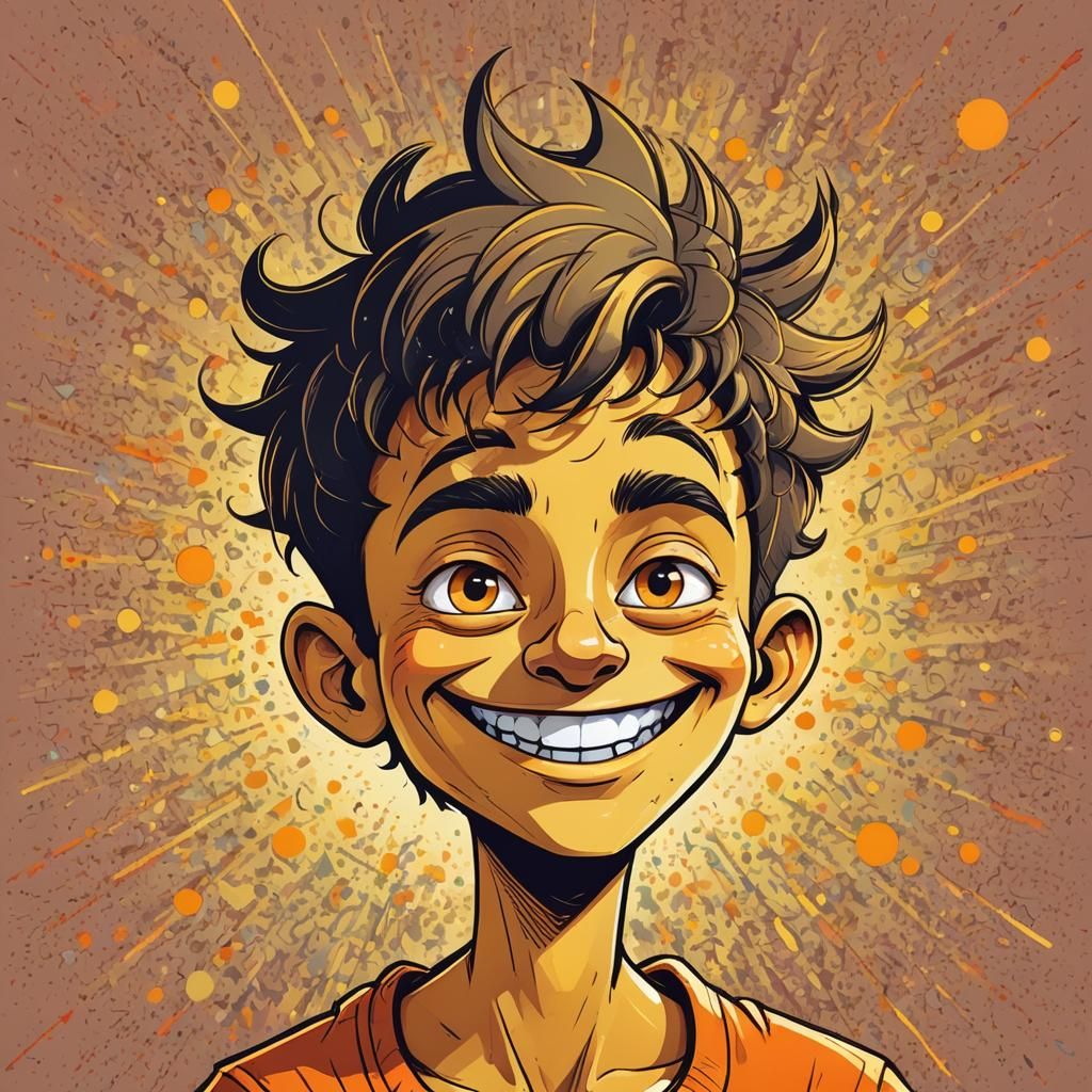 Jokey personified as an expressive face, cartoon-style winking expression, mischievous smirk, quirky asymmetrical featur...