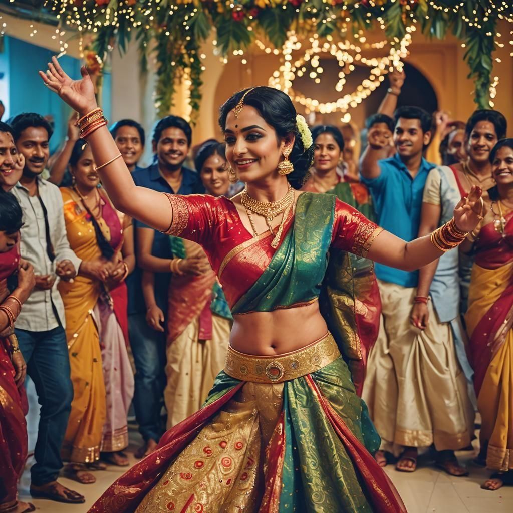 Bride Dancing with Vibrant Peacock Tattoo