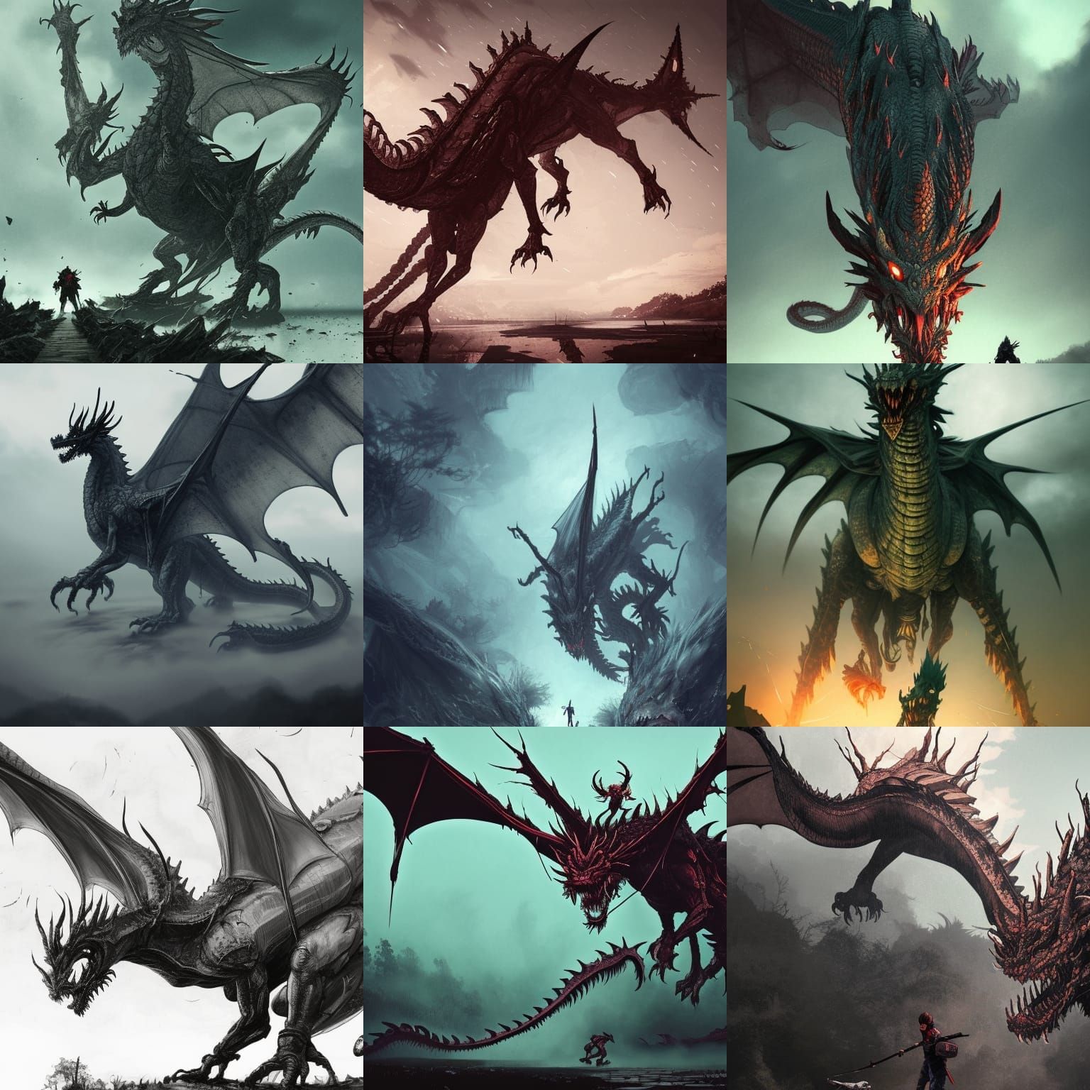 Epic Dragon in Battle: Digital Art Illustration