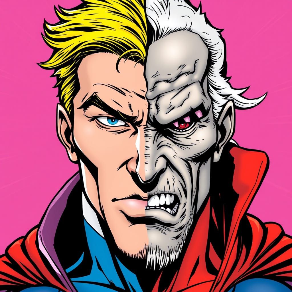 Two-Face in American Comic Book Art Style