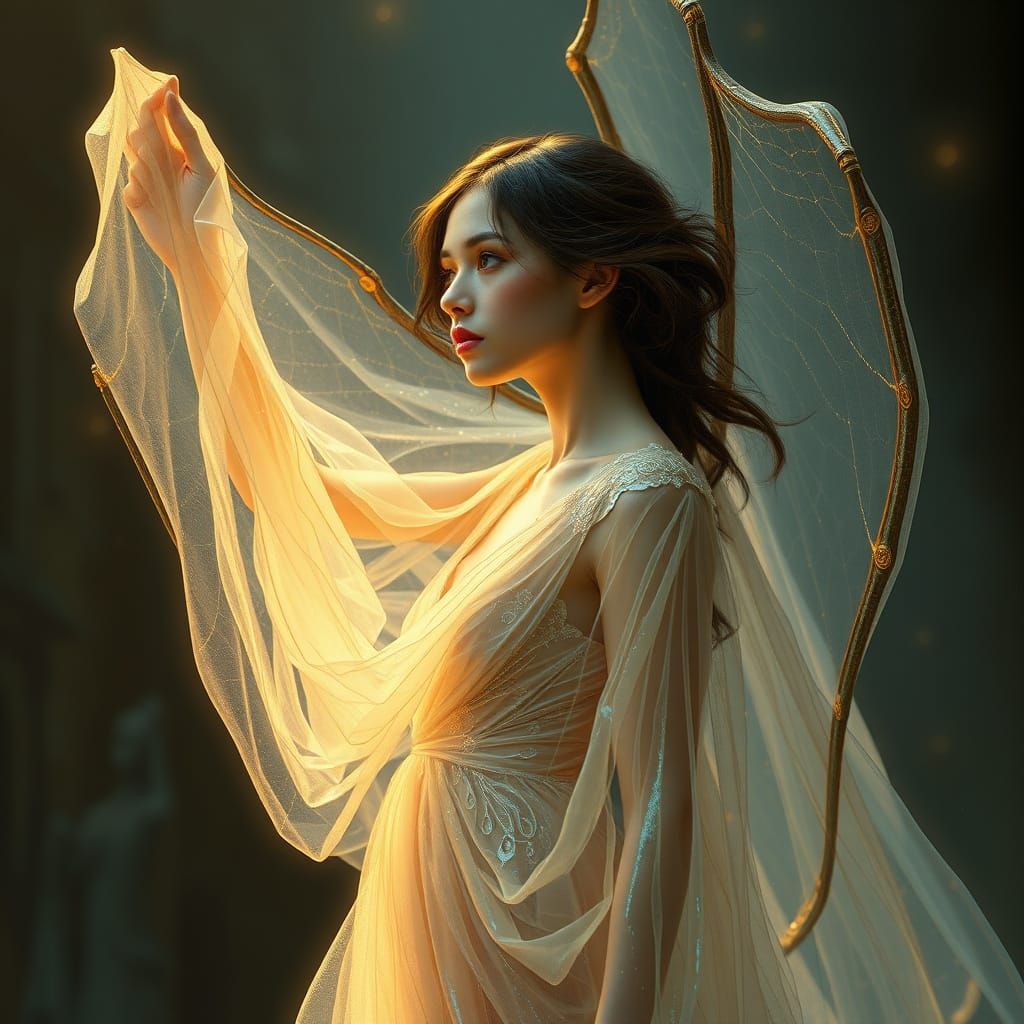 Ethereal Spider Silk Dress in Fantasy Art Style