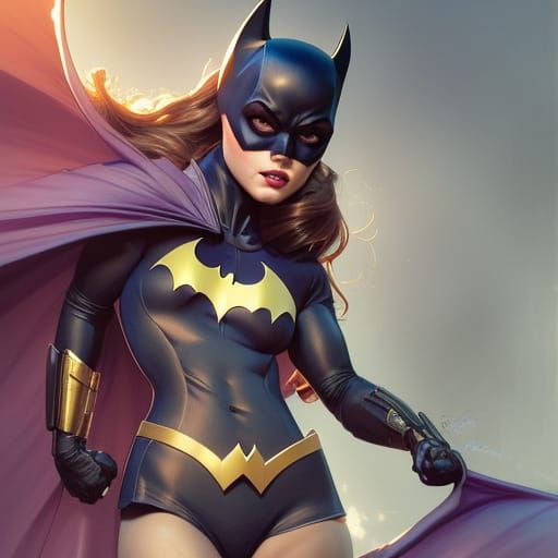 Hyperdetailed Batgirl Concept Art in Triadic Colors