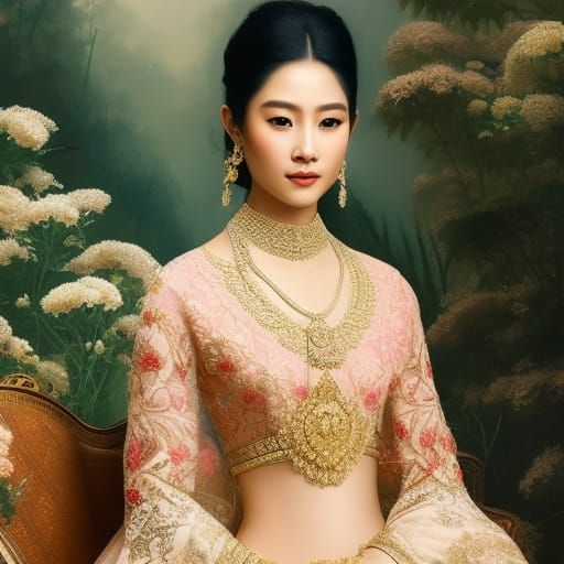 Beautiful Thai Woman: Hyper-Real Digital Art Portrait
