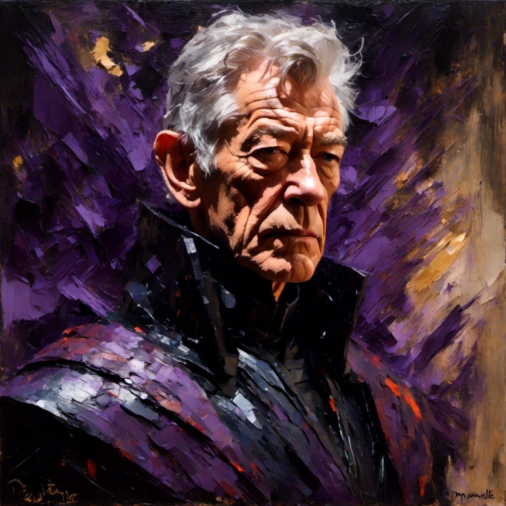 Magneto Portrait as Dark Impasto Painting