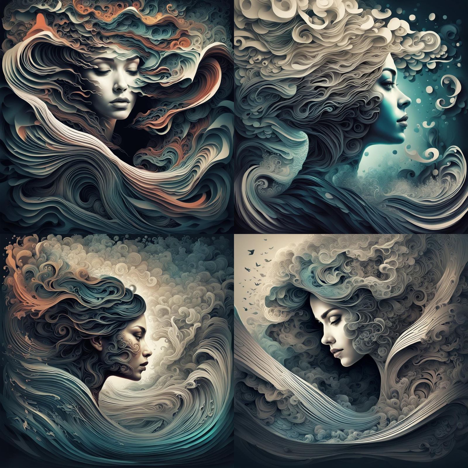 Text Woman: Digital Illustration in Dark Concept Art