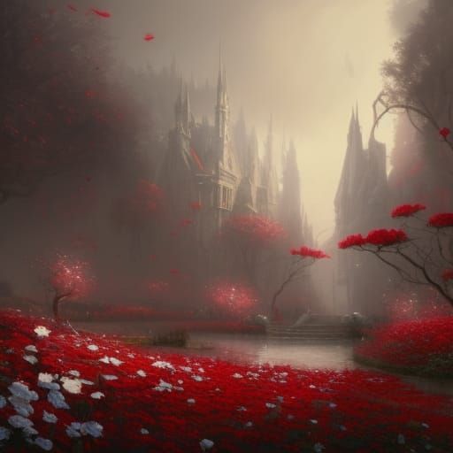 Gothic Flower Garden in Dark Fantasy Style