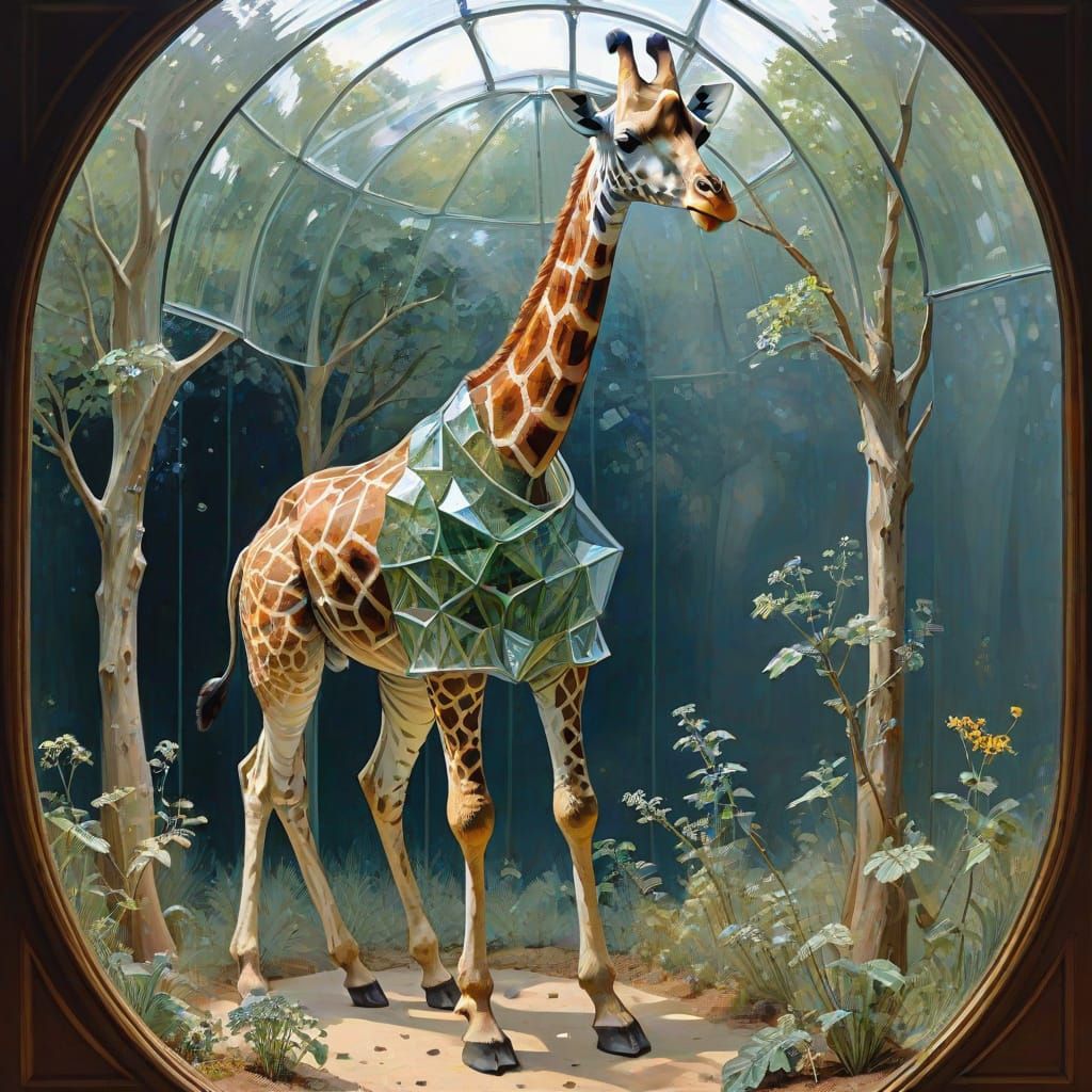 Giraffe In A Stunning Glass Dress