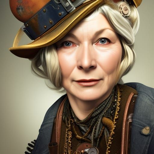Steampunk Woman's Portrait in Hyperrealistic Style