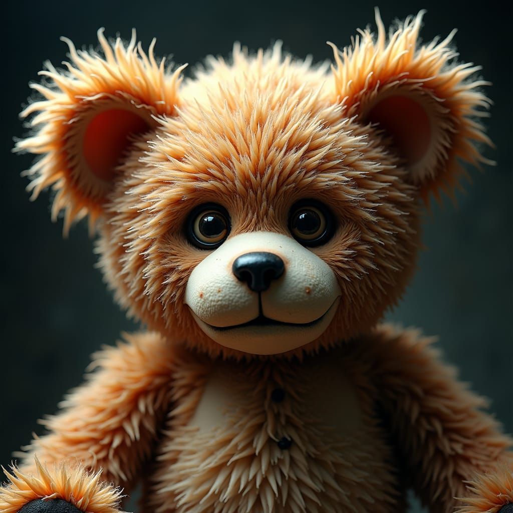 Surreal Claymation Teddy Bear with Melting Features