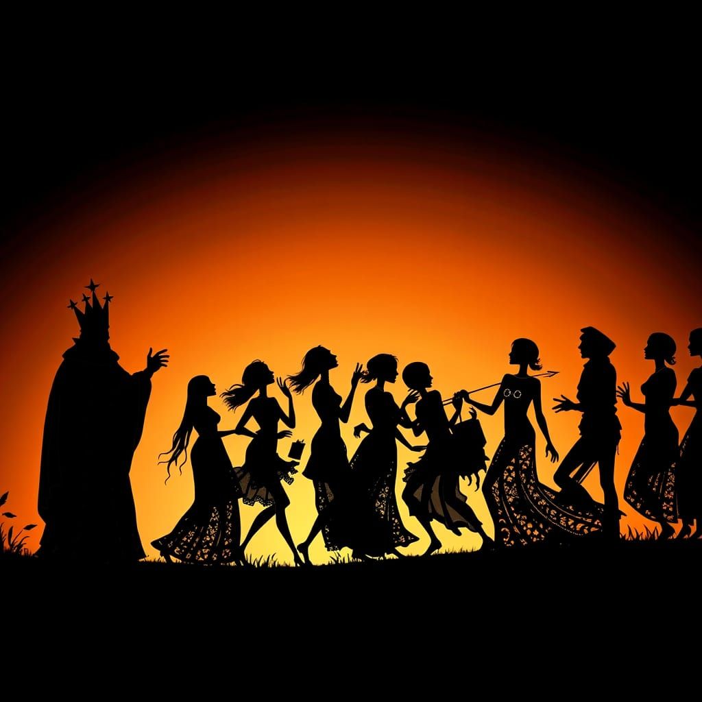 Medieval Danse Macabre in Silhouette Animation Style