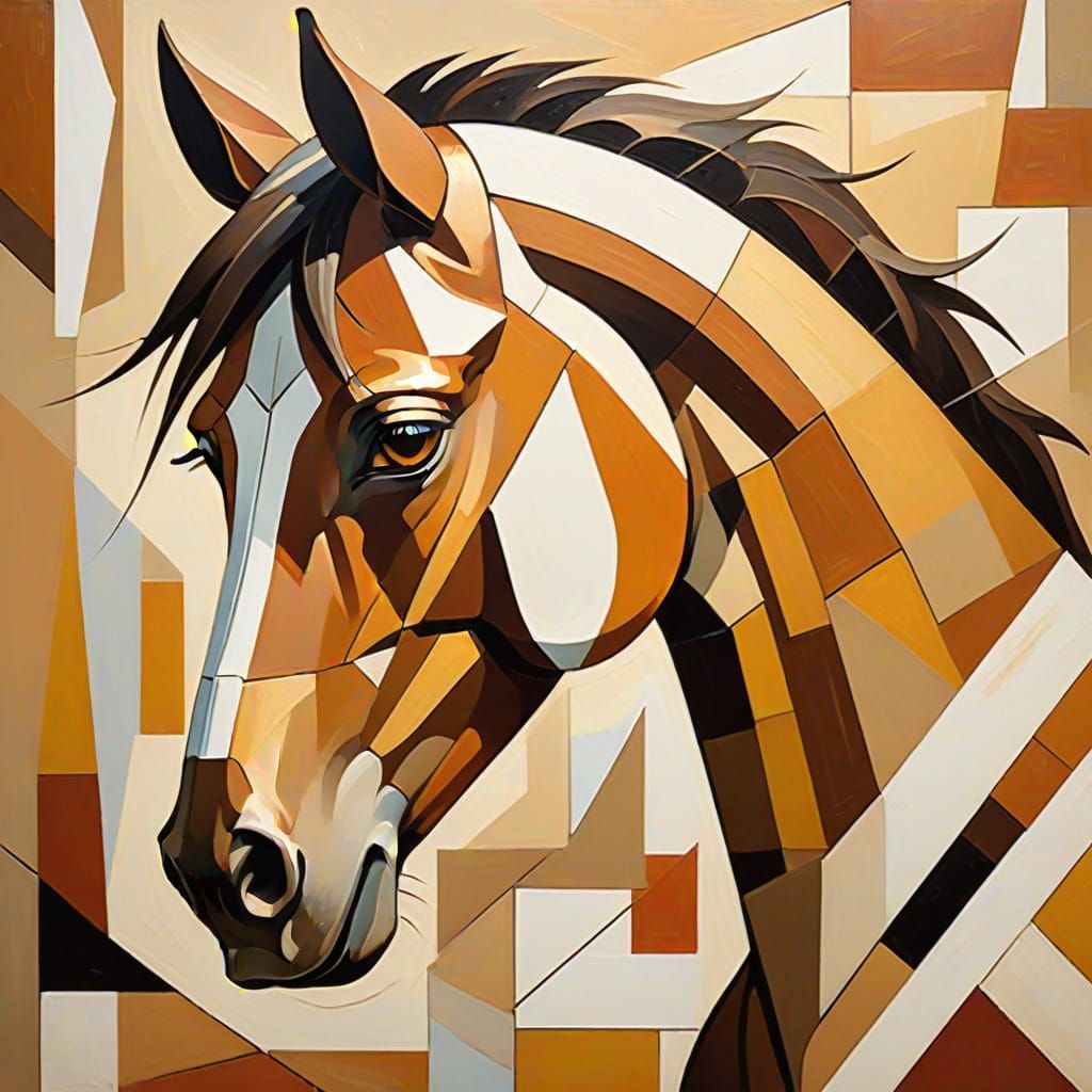 Cubist Horse in Earth Tones