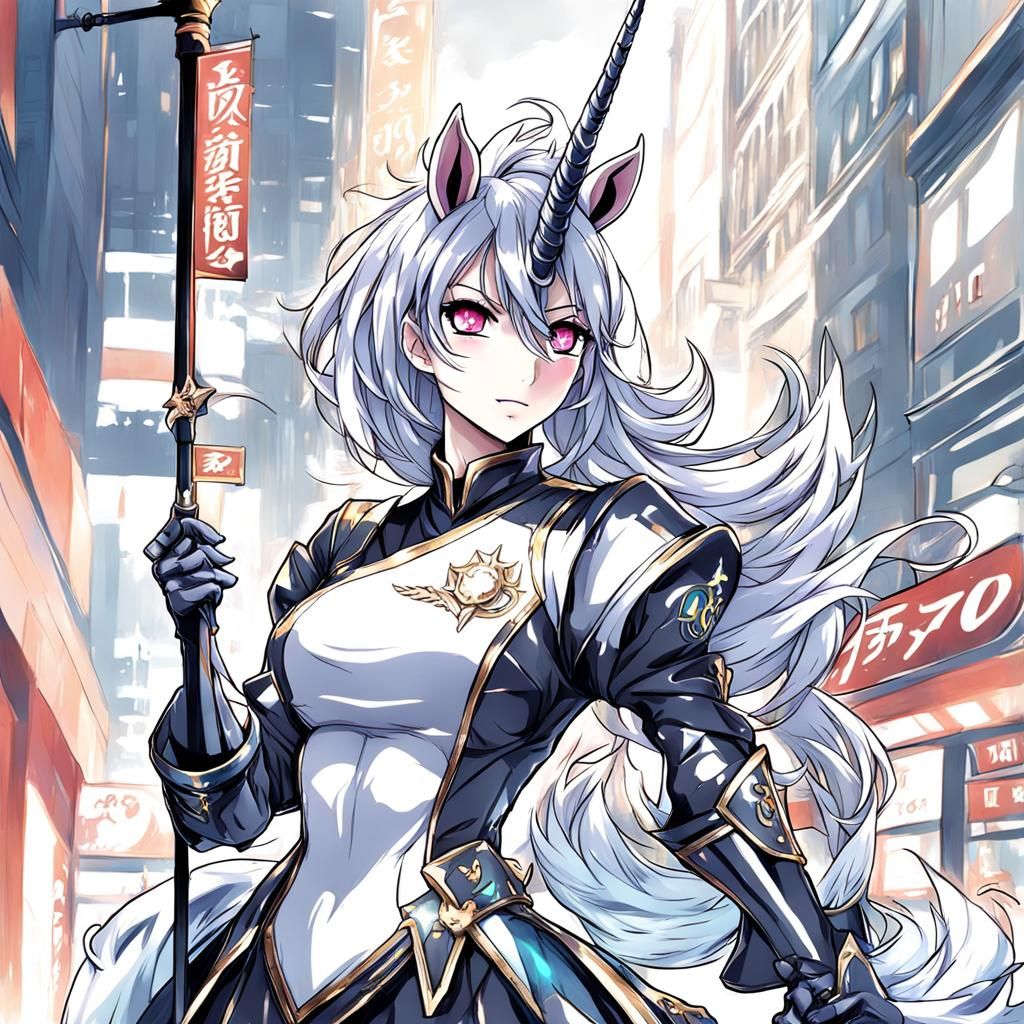 Anime Style Anthropomorphic Unicorn Lady