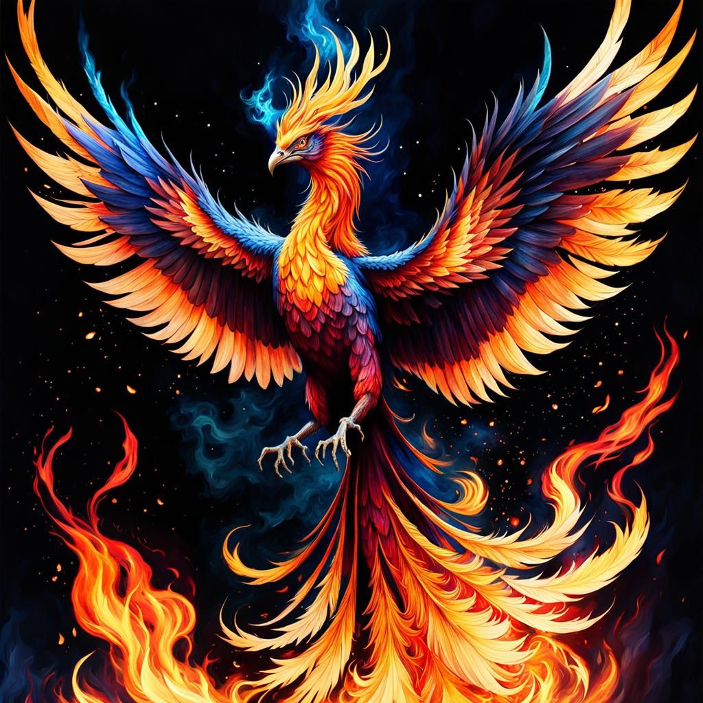 Phoenix Rising in Dark Fairytale Style