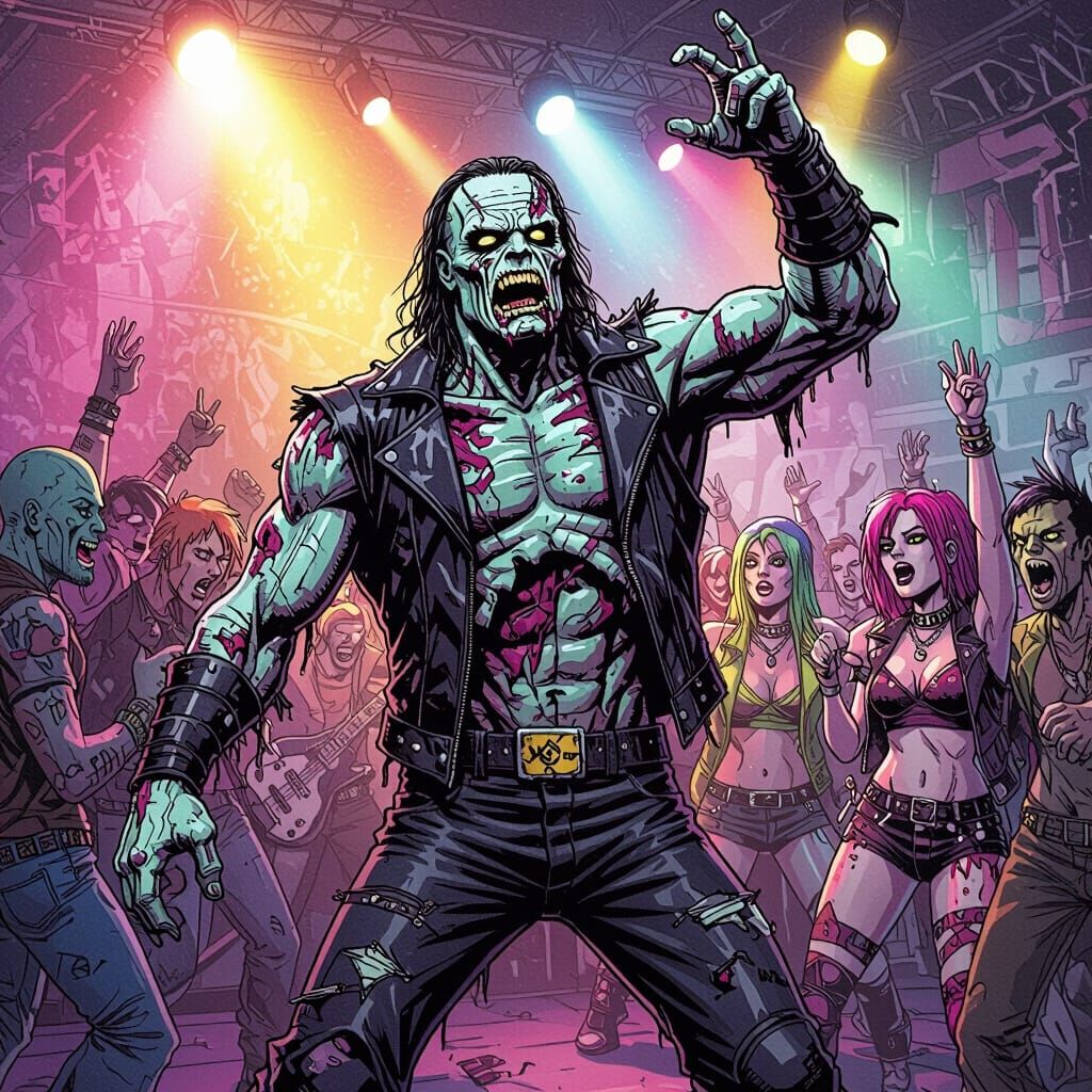 Undertaker Zombie Wrestler Dances at Punk Rave