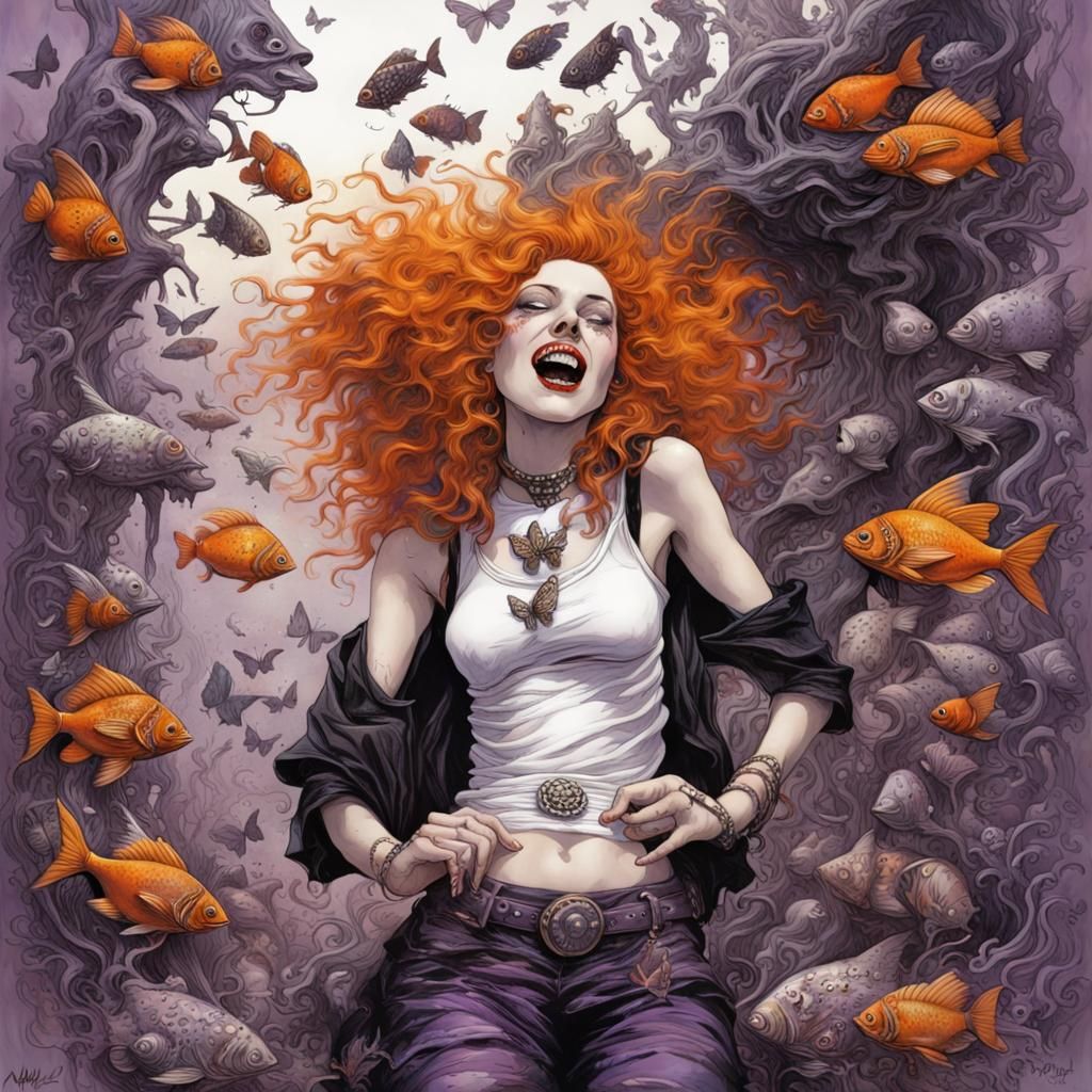 Delirium as Ginger Punk Girl in Surrealist Style