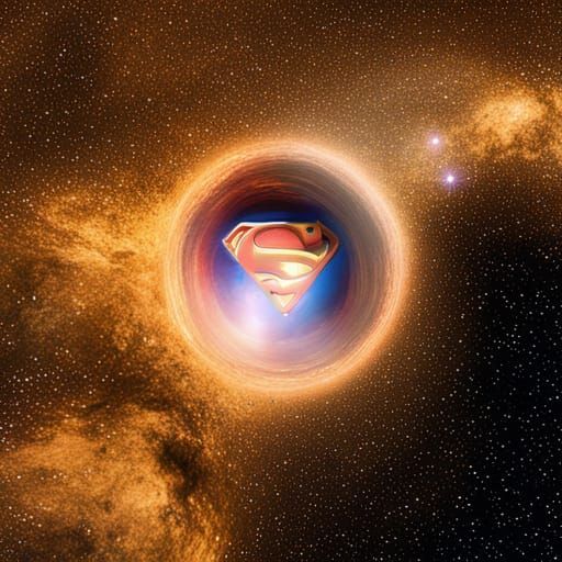 Superman Tearing Through a Blackhole in Space
