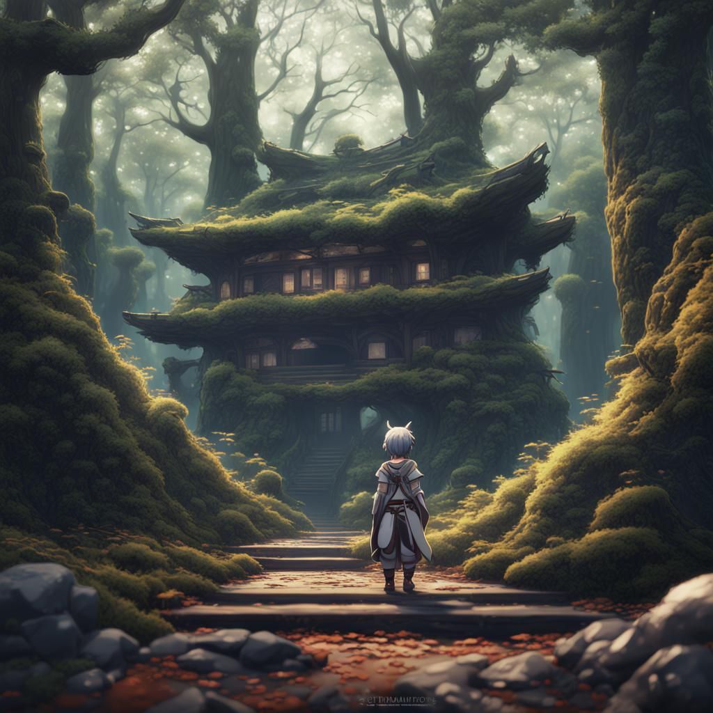 Meno Hyuga in Forest, Chibi Manga Style