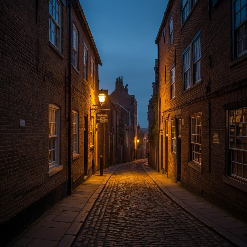 Charming Alleyway at Twilight: Impressionist Style