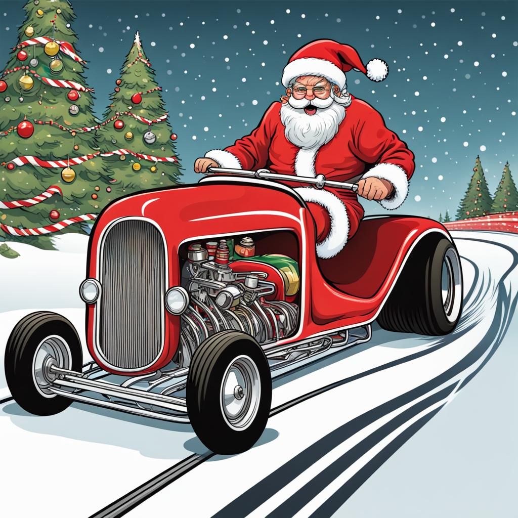 Santa Claus Hot Rod Sled Drag Race