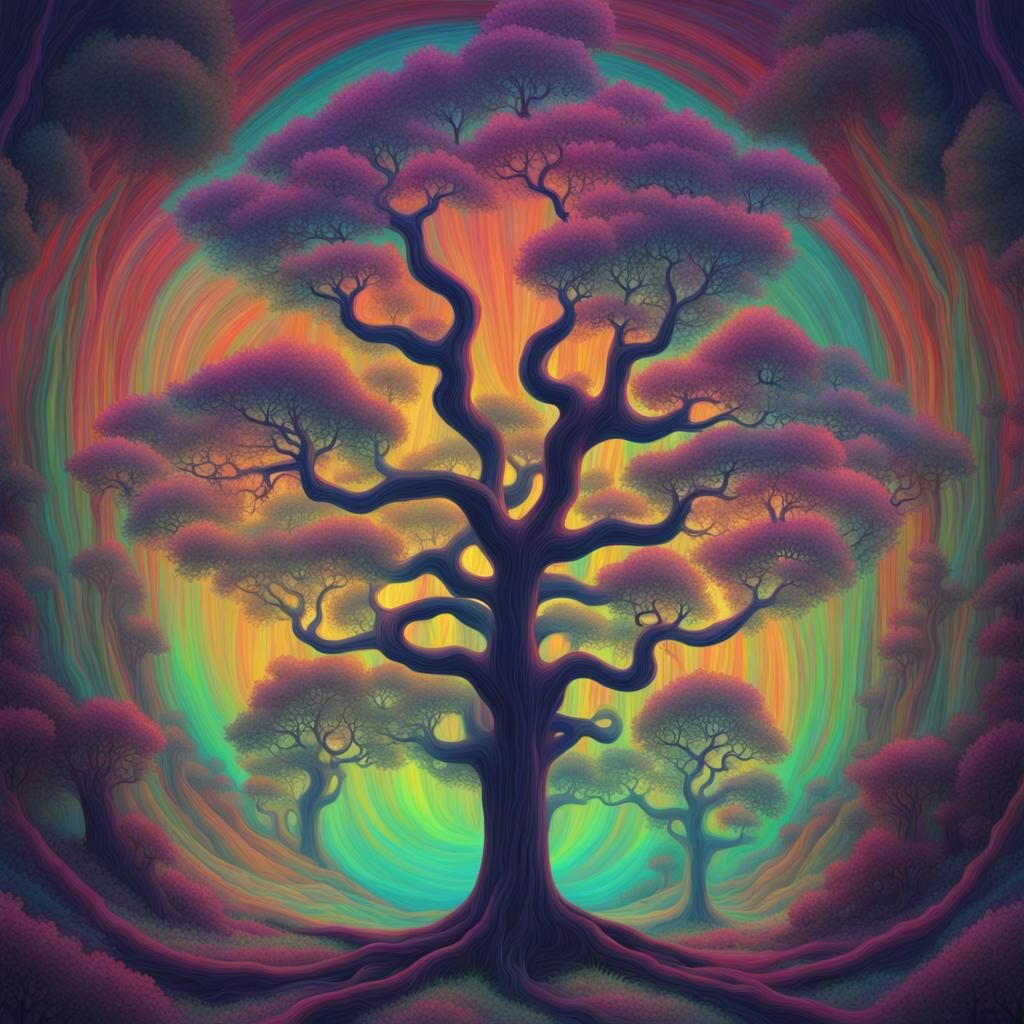 Psychedelic Recursive Tree Art