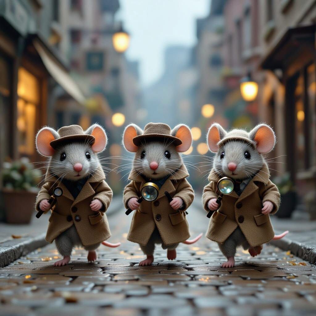 Felted Mice Detectives in Fuzzy Noir City