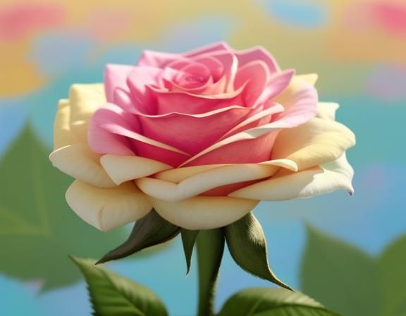 Mini Cheetah in Rose Bloom, 3D Render