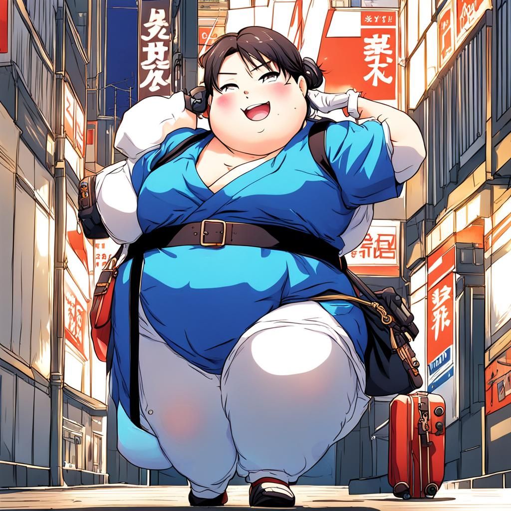 Anime Style Image of a Chubby Woman