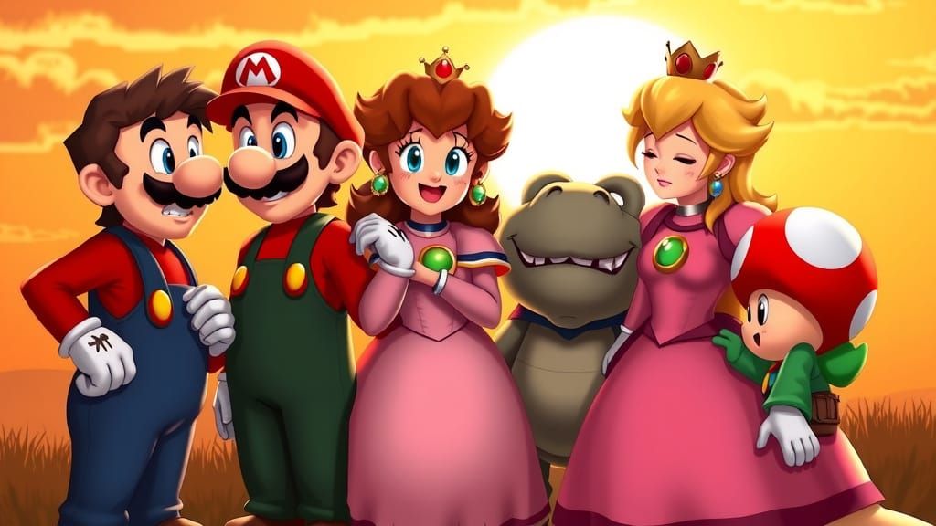 Mario Bros. and Friends Share Heartwarming Moment in Sunset ...