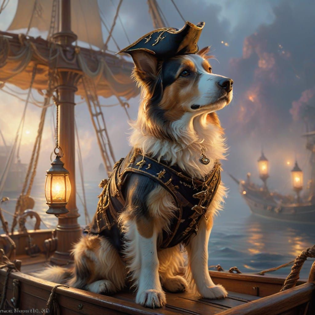 Renaissance Pirate Dog Sails the Morn