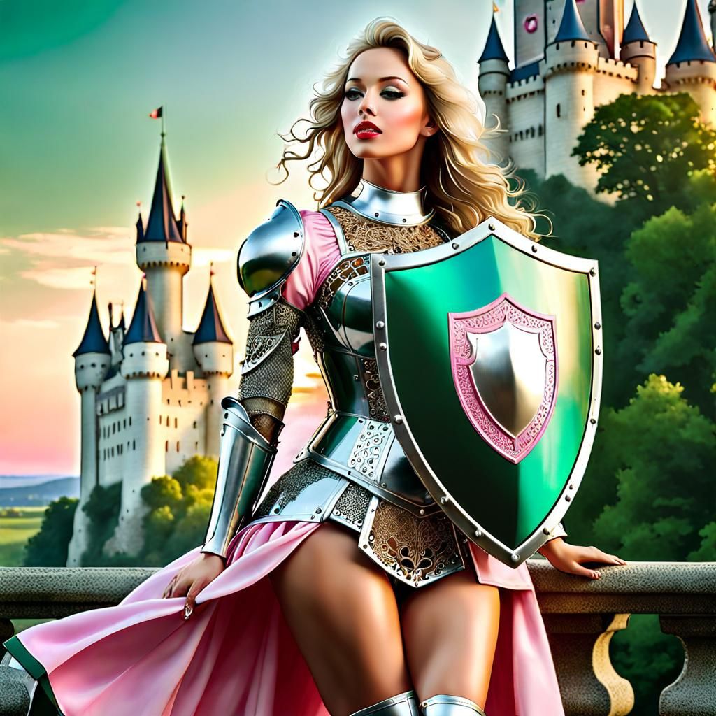 Medieval Armored Princess w/ Shield 💚⚔️ v3