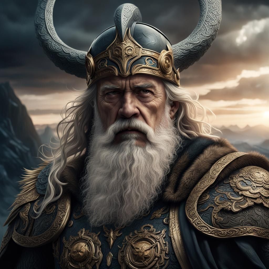 Epic Portrait of Odin in Digital Matte Painting