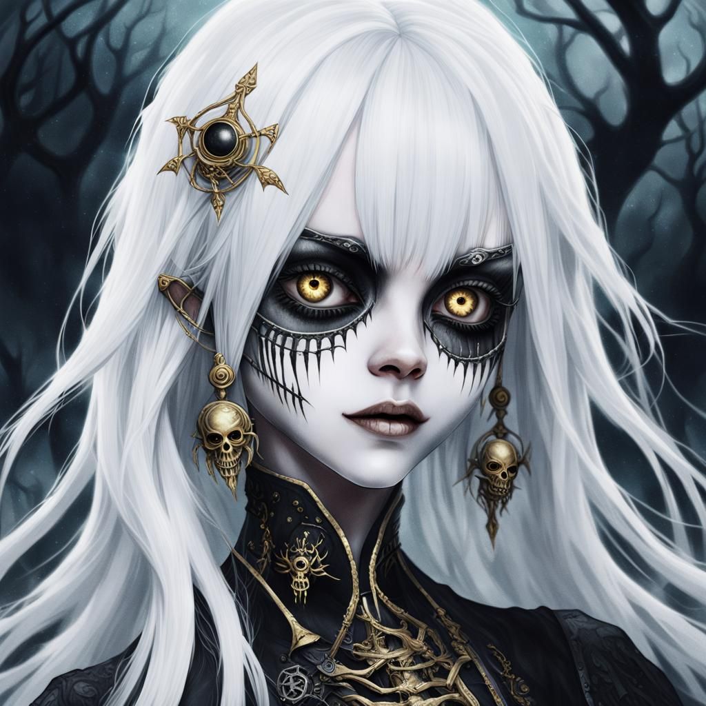 Gothic Fantasy Banshee with Golden Eyes