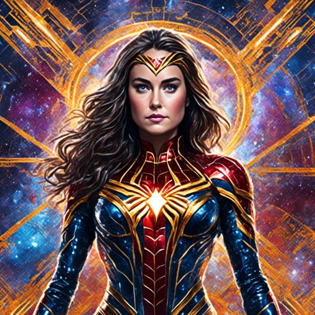 Spider Woman: Holographic Cosmic Illustration