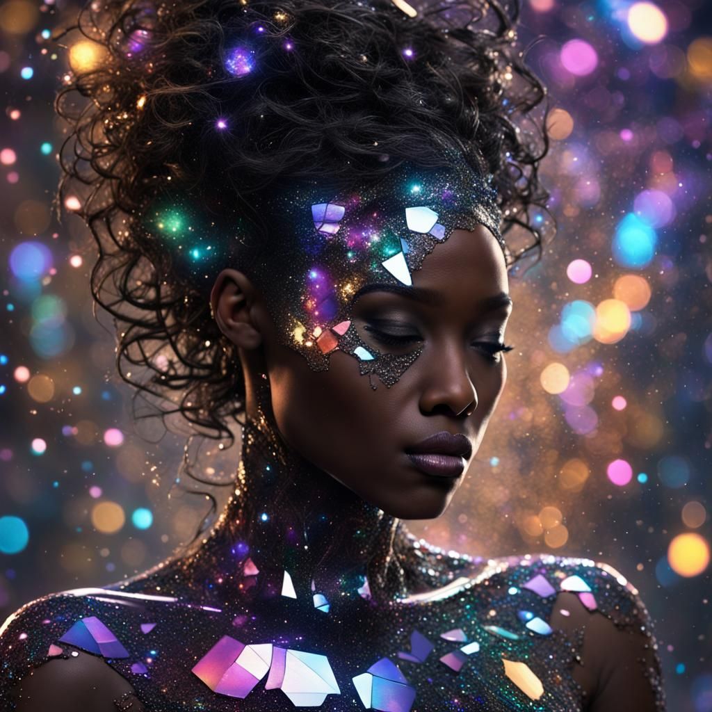 Glass Circuit Cyborg with Glitter Mosaic Skin