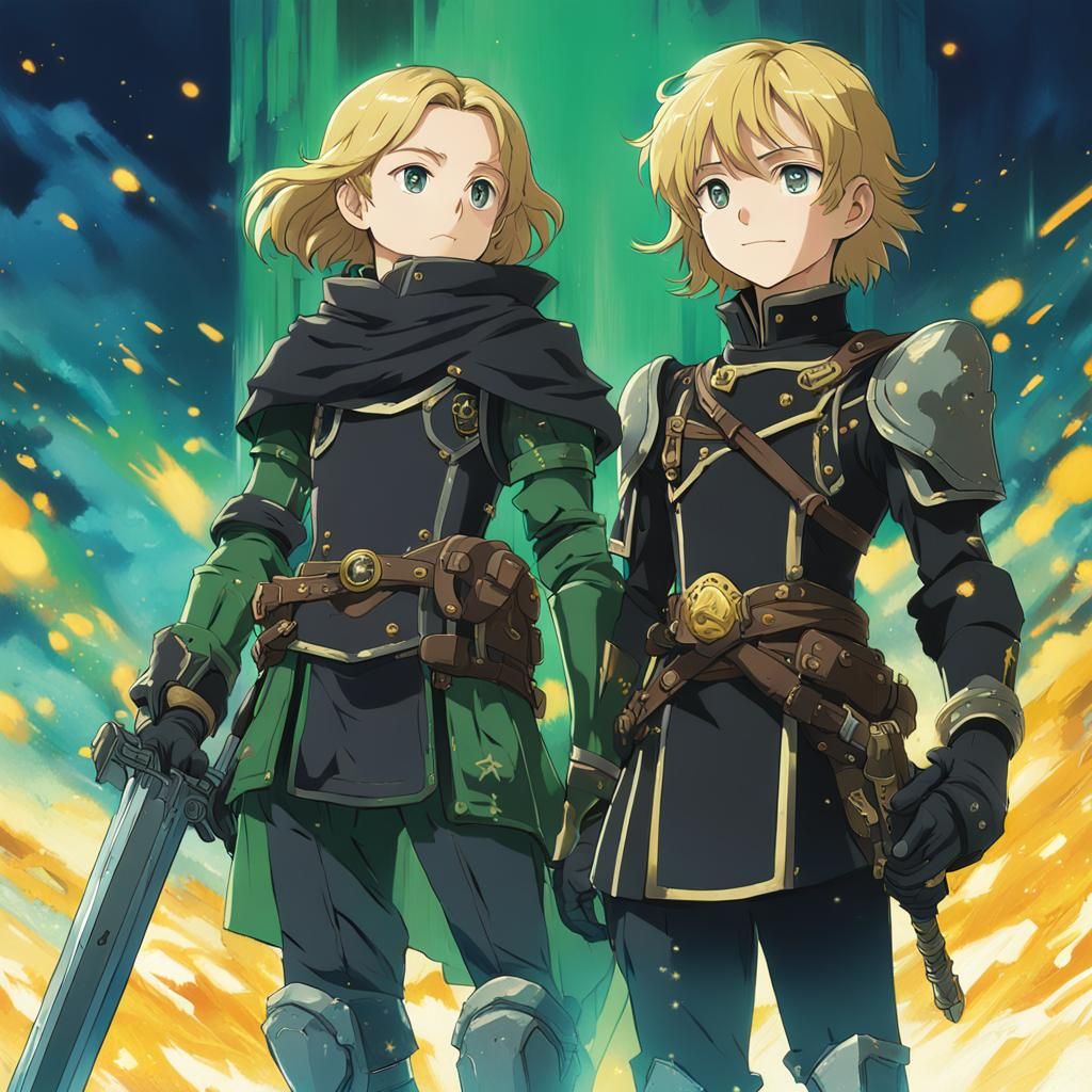 Anime Paladin and Rogue in Studio Ghibli Style