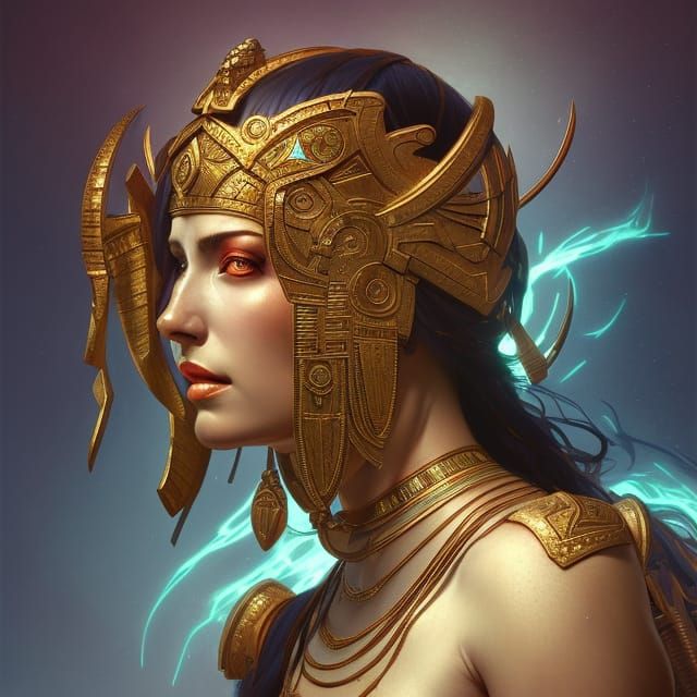 Sumerian Warrior Empress Portrait in Hyperdetailed Style