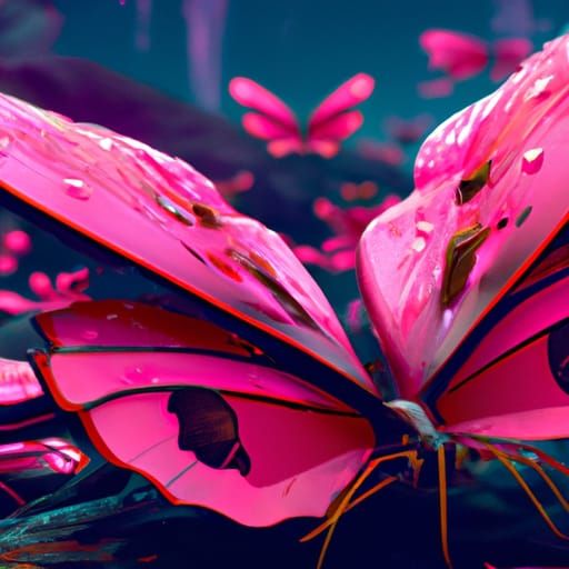 Pink Butterfly Leaves in Detailed Matte Painting